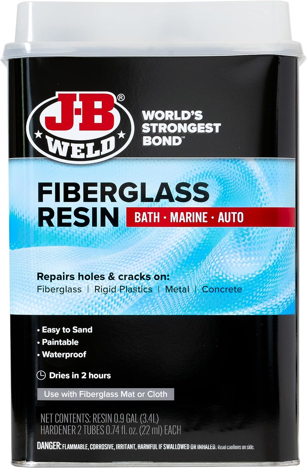 J-B Weld Fiberglass Resin for Durable Repairs in Bath & Marine