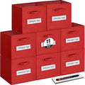 11 Inch Cube Storage Bin Set of 8 - Foldable Red Fabric Organizer