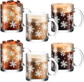 Maxcheck 6 Pack 12 oz Christmas Snowflake Coffee Mugs - Festive Clear
