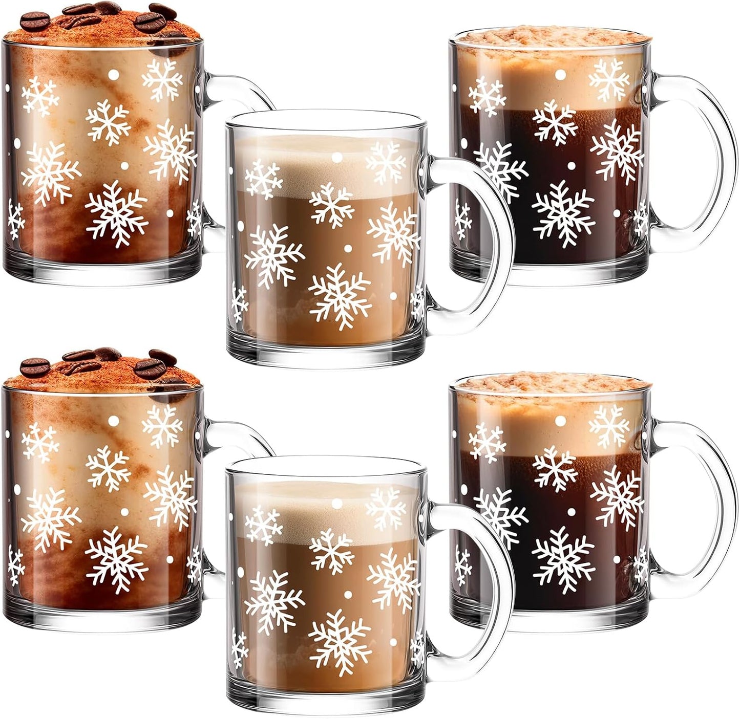 Maxcheck 6 Pack Christmas Snowflake Coffee Mugs for Festive Cheer