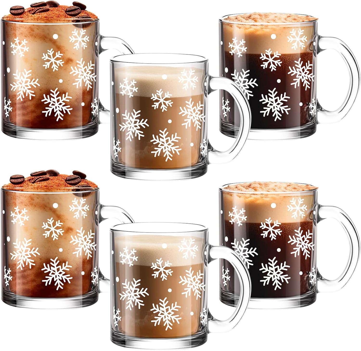 Maxcheck 6 Pack Christmas Snowflake Coffee Mugs for Festive Cheer