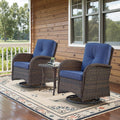 Patio Wicker Swivel Rocking Chairs Set of 2 with Side Table