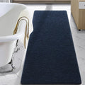 Navy 24 x 70 in Luxury Bath Mat Runner - Plush Shaggy Rug