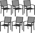 Yaheetech Outdoor Patio Dining Chairs Set of 6 with Armrests