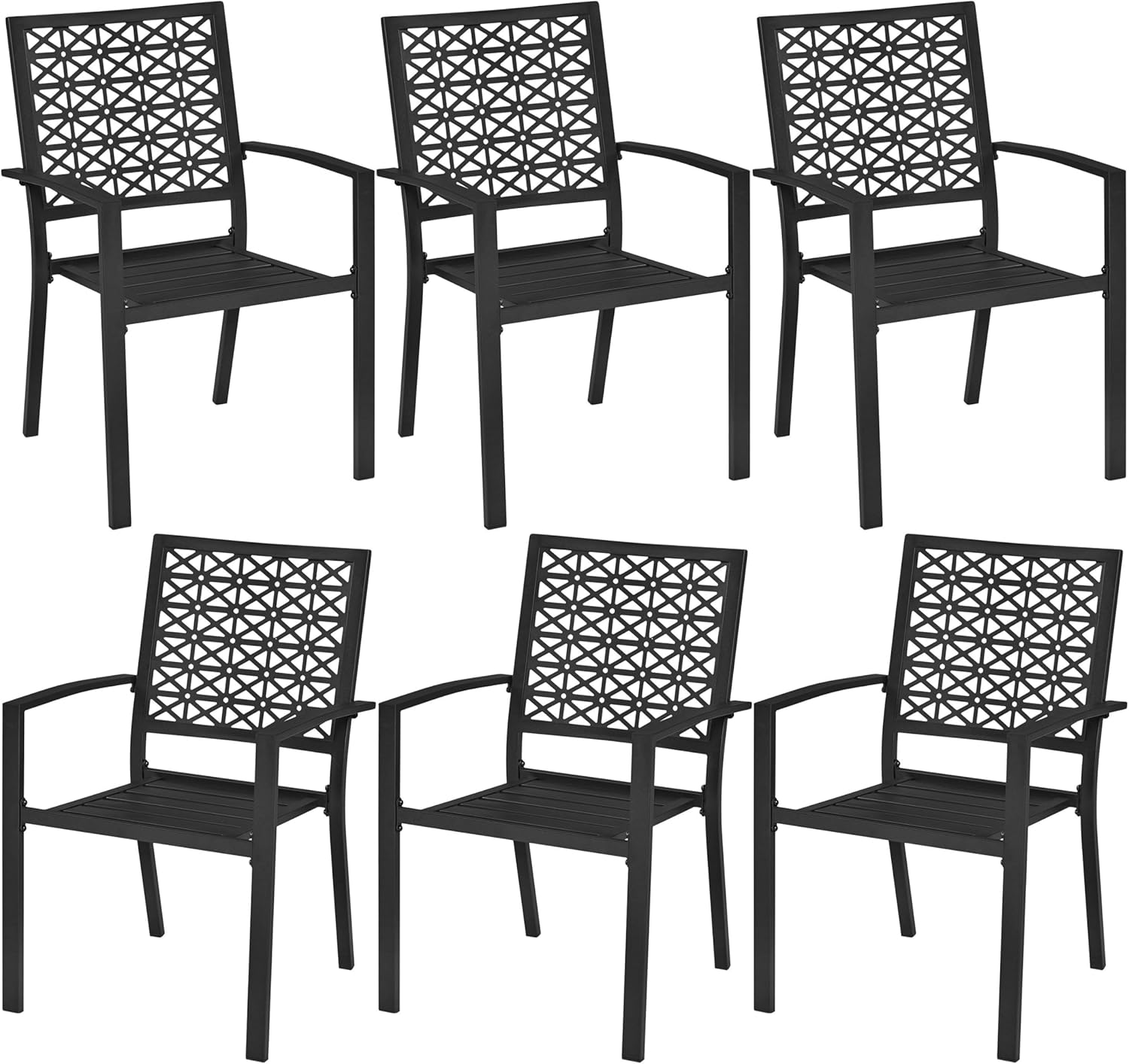 Yaheetech Outdoor Patio Dining Chairs Set of 6 with Armrests