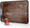 22 Inch Rustic Wood Serving Tray with Handles - Large Wooden Ottoman