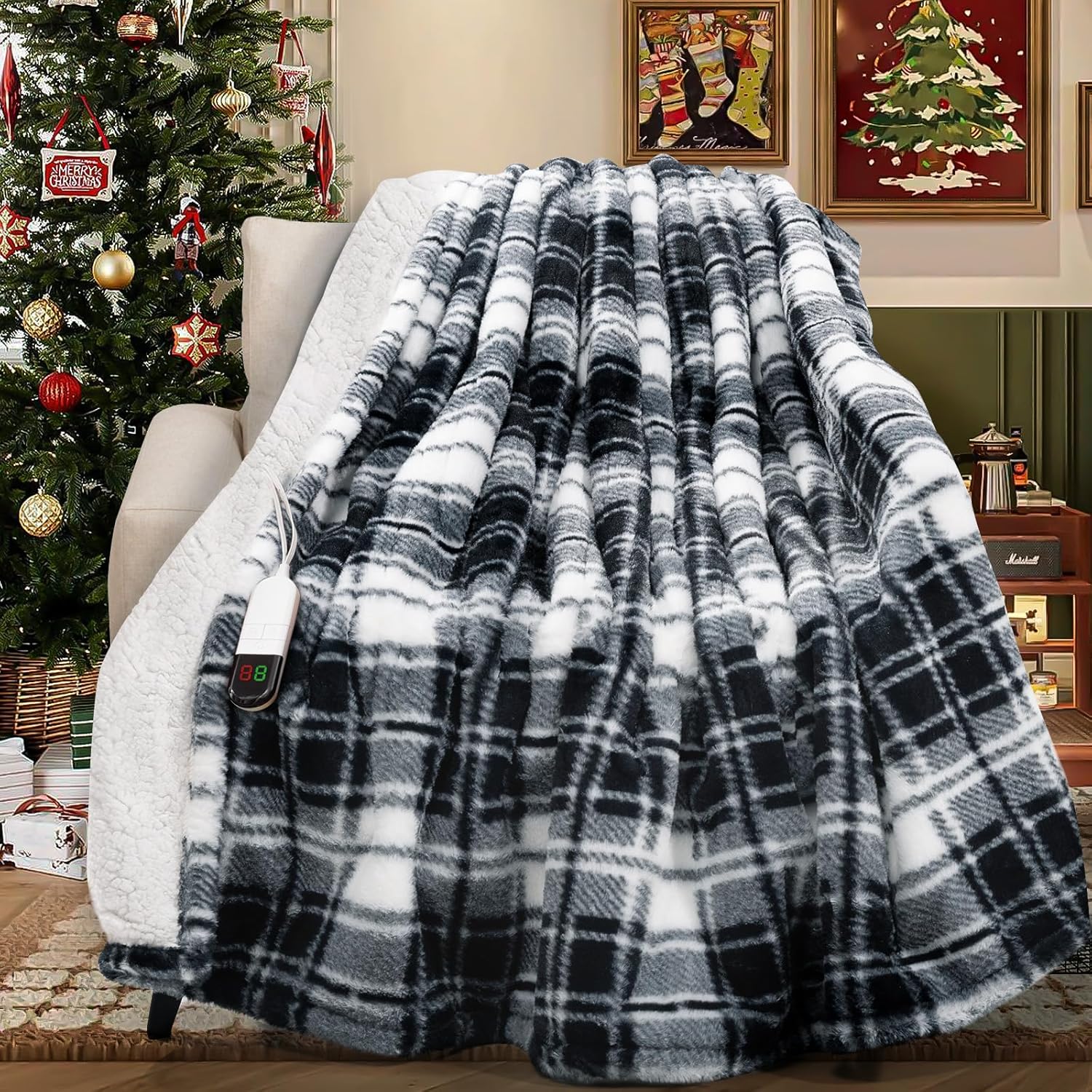 MAXEVE Faux Fur Heated Electric Blanket for Cozy Comfort