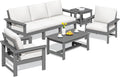 7-Piece Outdoor Sectional Sofa Set - Grey Frame with Khaki Cushions