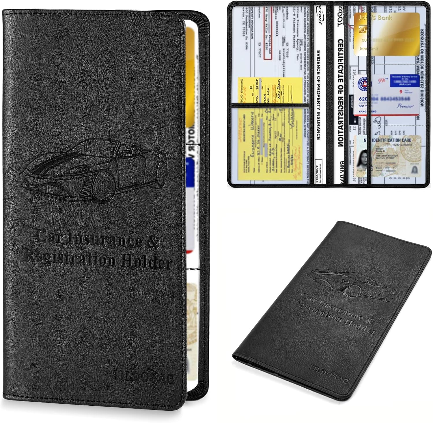 Secure Your Vehicle Docs in Style! Magnetic Shut Leather Holder