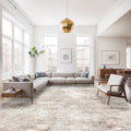 10x14 Abstract Area Rug - Large Washable Low Pile Living Room Rug