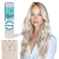 Real Human Hair Extensions Clip Ins 14in Icy Blonde - Natural Volume