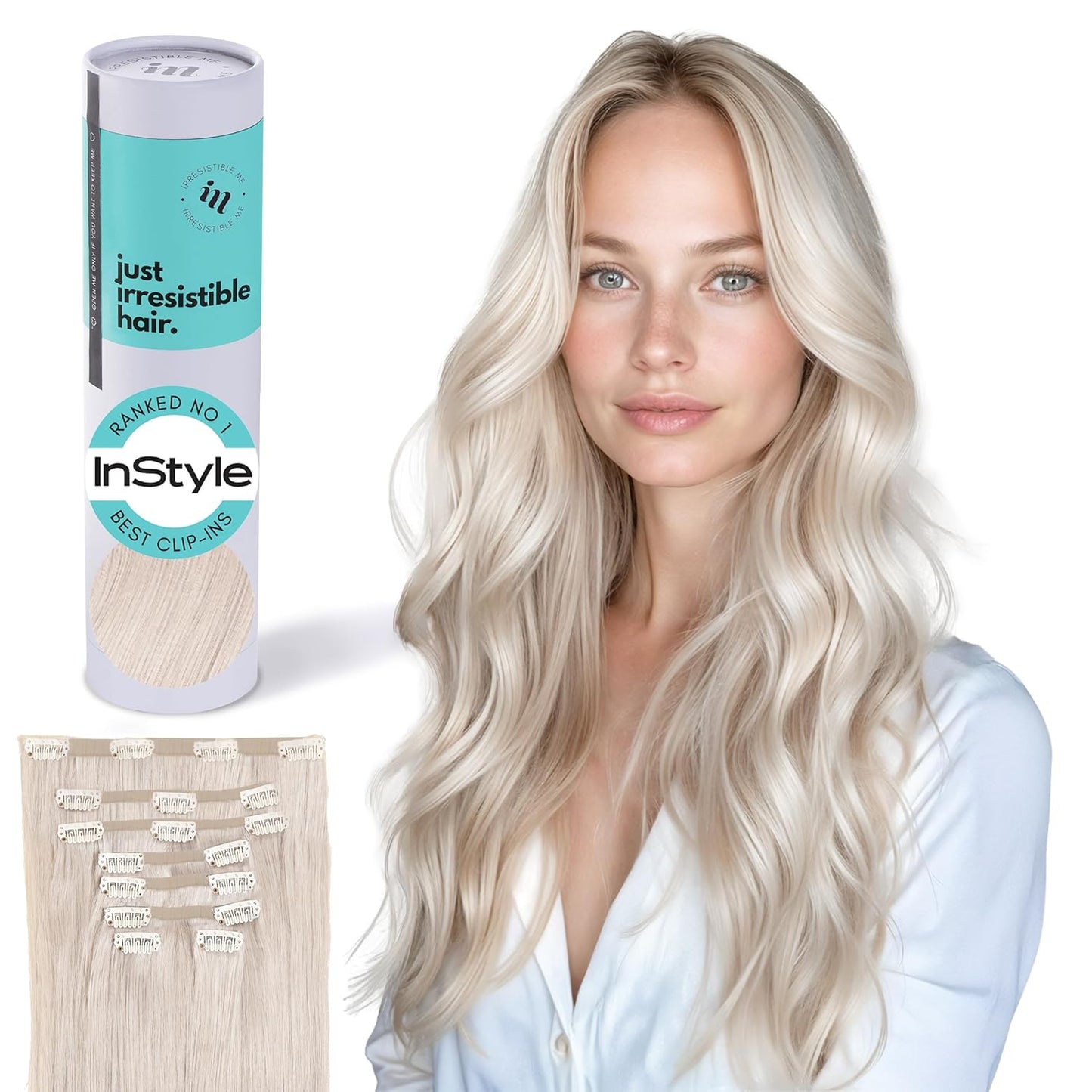 Real Human Hair Clip Ins for Length & Volume - 14 Inch Icy Blonde
