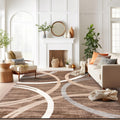 Rugshop Modern Wavy Circles Area Rug, Fade-Resistant 12 ft x 15 ft