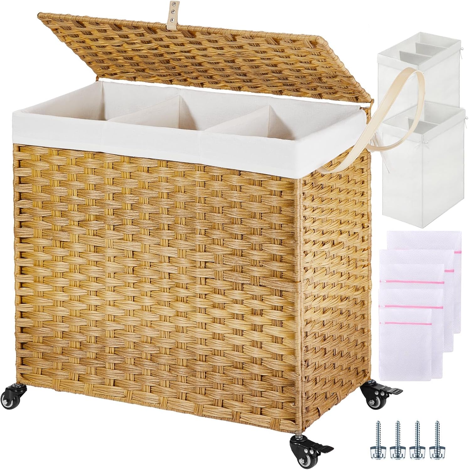 Greenstell Laundry Hamper with Wheels & Lid for Easy Sorting