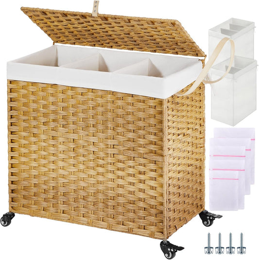 Greenstell Laundry Hamper with Wheels & Lid for Easy Sorting