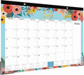 Large 18-Month 2025-2026 Desk Calendar - Blue Floral