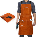 Leather Welding Work Apron with 6 Tool Pockets - Heavy Duty Protection
