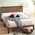 Vivek Wood Platform Bed Frame with Headboard - Solid Wood Foundation