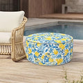 Melody Elephant Inflatable Stool Ottoman 31x14 in Lemon Blossom Blue