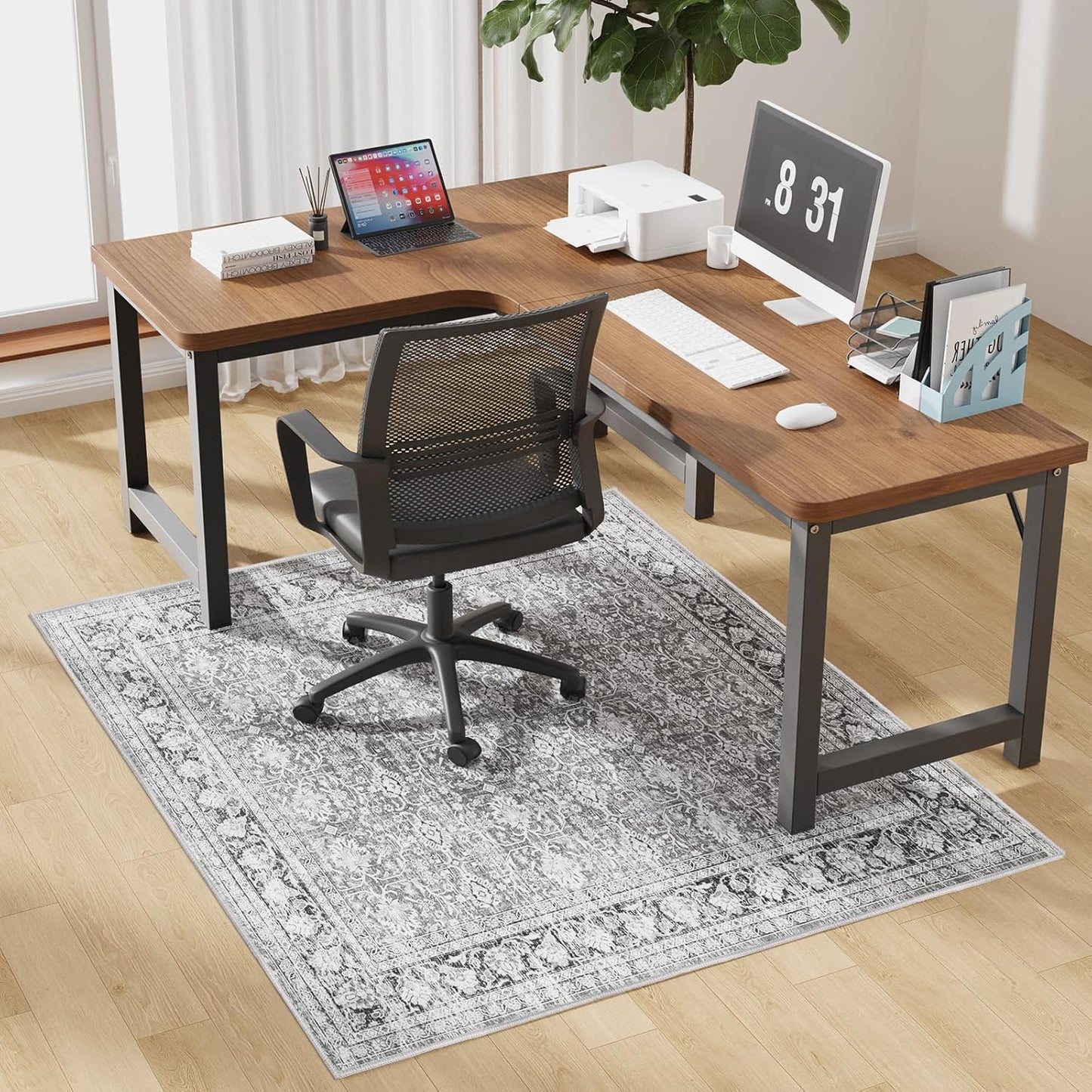 Modern Grey 50in x 60in Hard Floor Chair Mats for Home Office