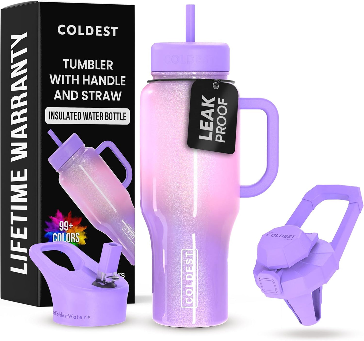 Coldest 40 oz Tumbler with Handle - Leak Proof Insulated Design