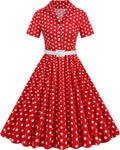 Vintage 1950s Retro Polka Dot Cocktail Party Swing Dress