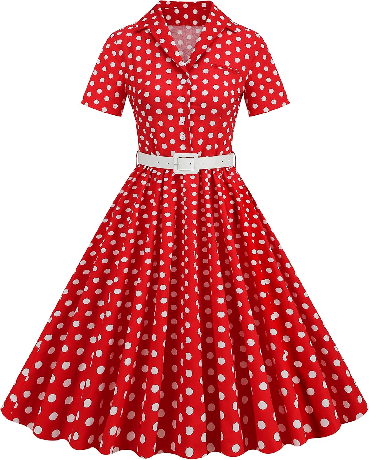 Vintage 1950s Retro Polka Dot Cocktail Party Swing Dress