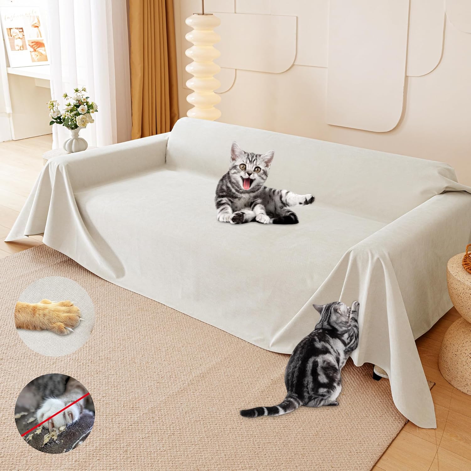 Cat Scratch Furniture Protector - Anti-Slip Waterproof Cover