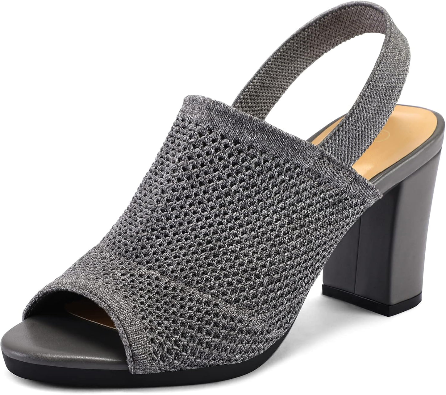 mysoft Women's Knit Chunky Block High Heels Sandals for Style