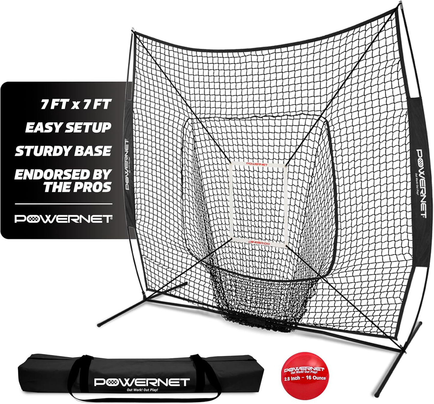PowerNet 7x7 Baseball Softball Practice Net for Training Sessions