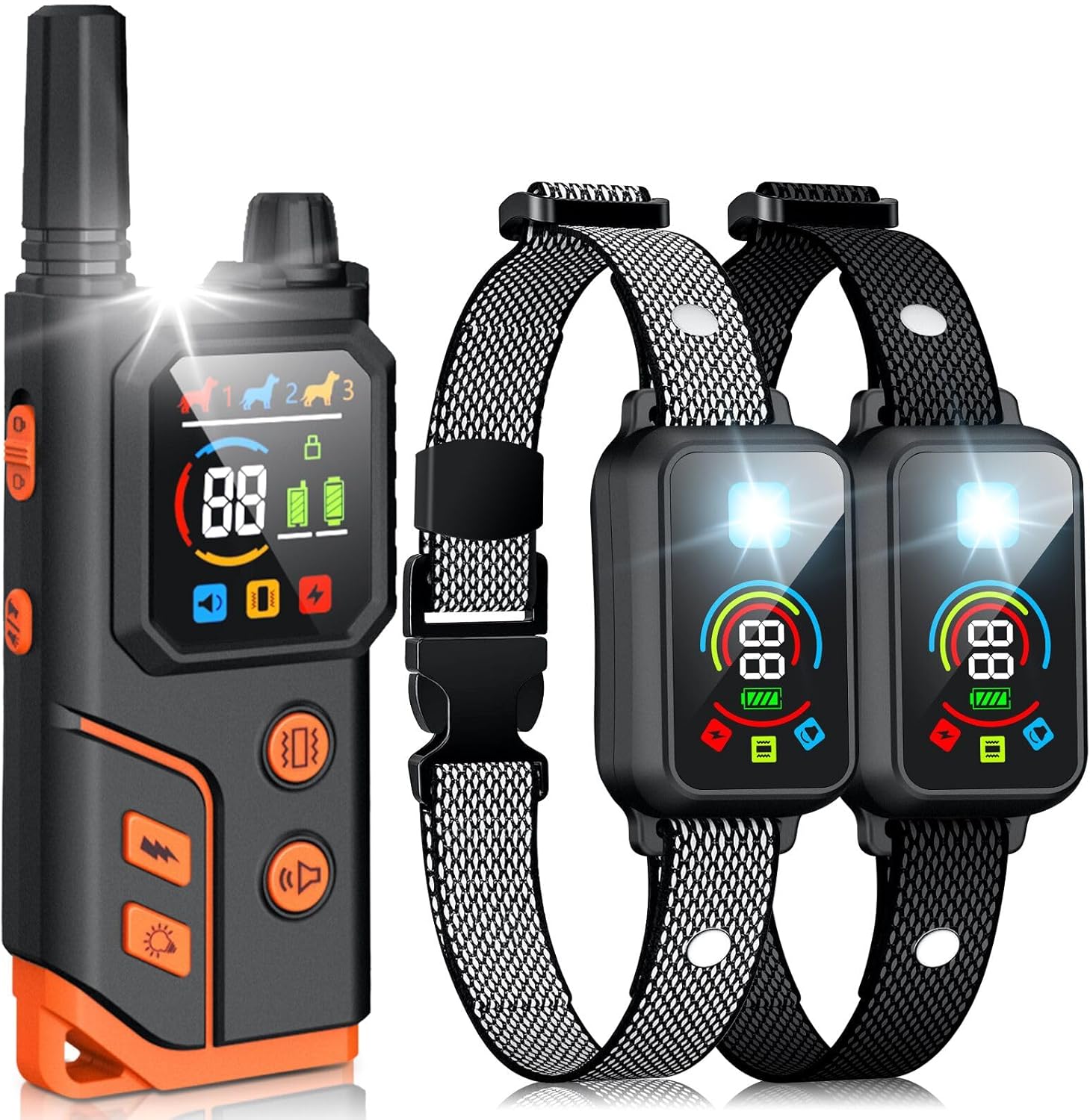 Dog Shock Collar for 2 Dogs with Remote Control and Light