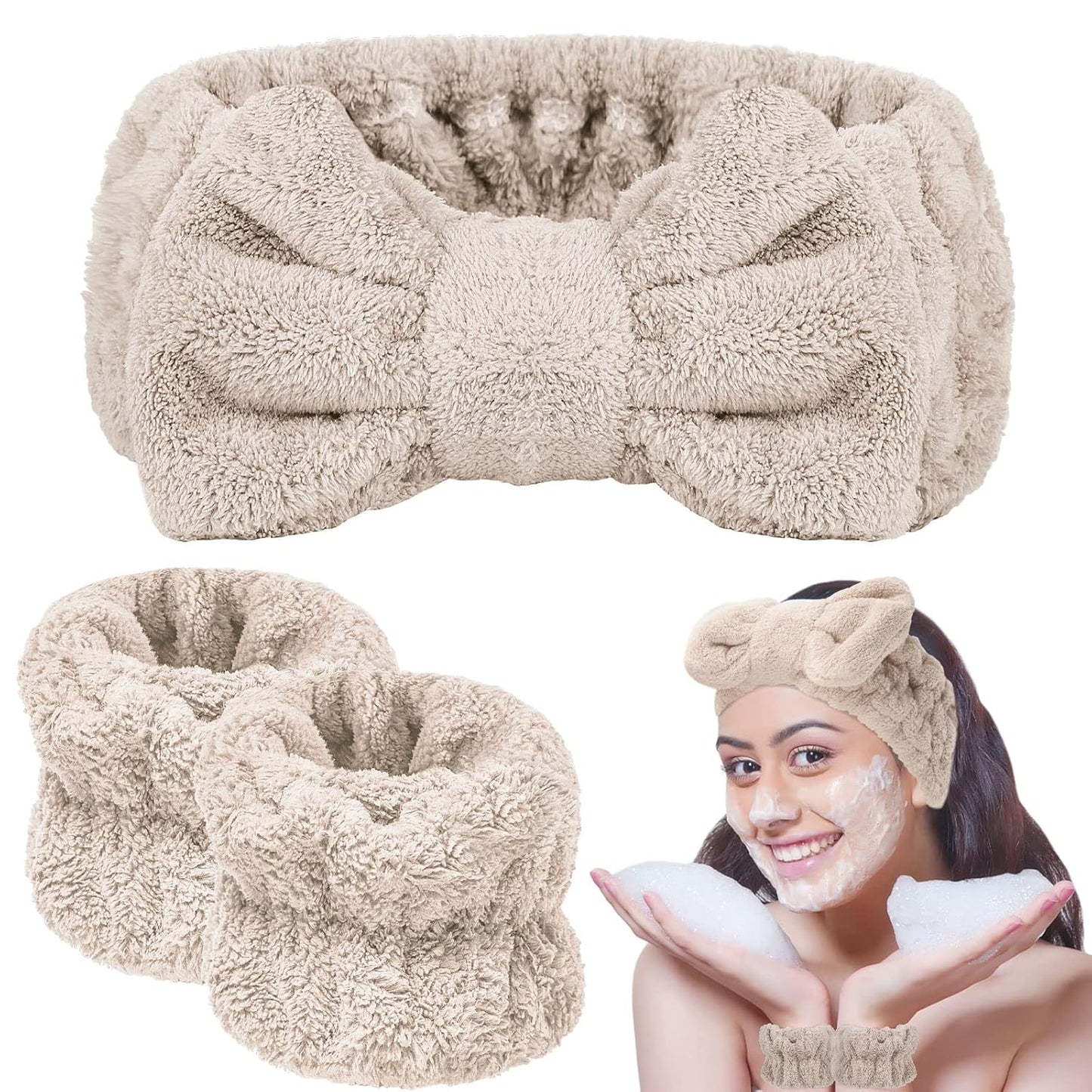 BESARME Spa Headband Set, Soft & Absorbent for Face Washing