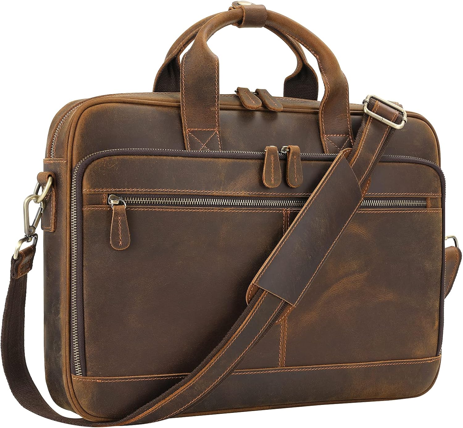 Jack&Chris Full Grain Leather Briefcase for Men - Stylish & Durable