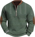 Sweatshirts For Men Vintage Knit Print Zip-Up Quarter Zip Hoodie
