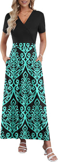Maxi Dress for Women Floral Ankle Length with Pockets - Flowy Fit