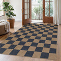 Checkered Easy Jute 5x7 Rug - Washable Non Slip Indoor Outdoor