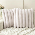 Faux Fur Throw Pillow Covers 22x22 in Set of 2 - Plush Neutral Accent