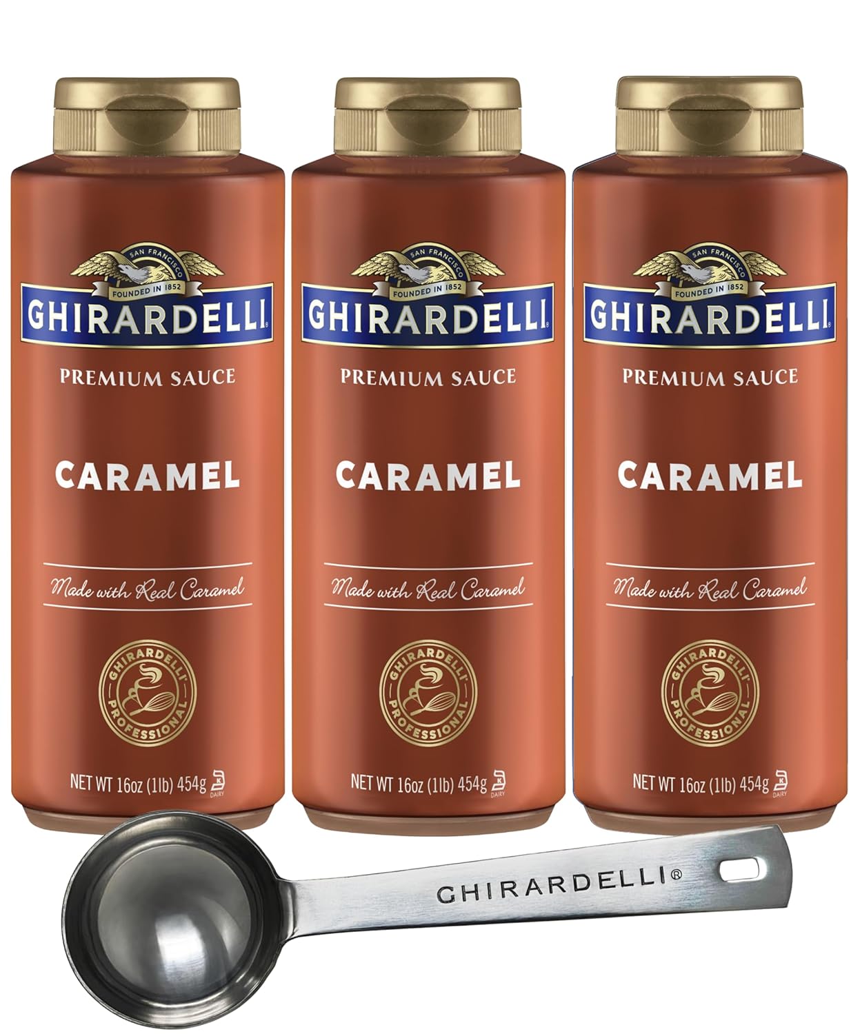 Ghirardelli Caramel Sauce Squeeze Bottle 16 Ounce Pack of 3