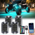4Pods Full Angle RGB LED Rock Lights Kit for Offroad Vehicles