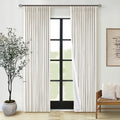 Natural Pinch Pleated Linen Blackout Curtains 84 in Length - Cream