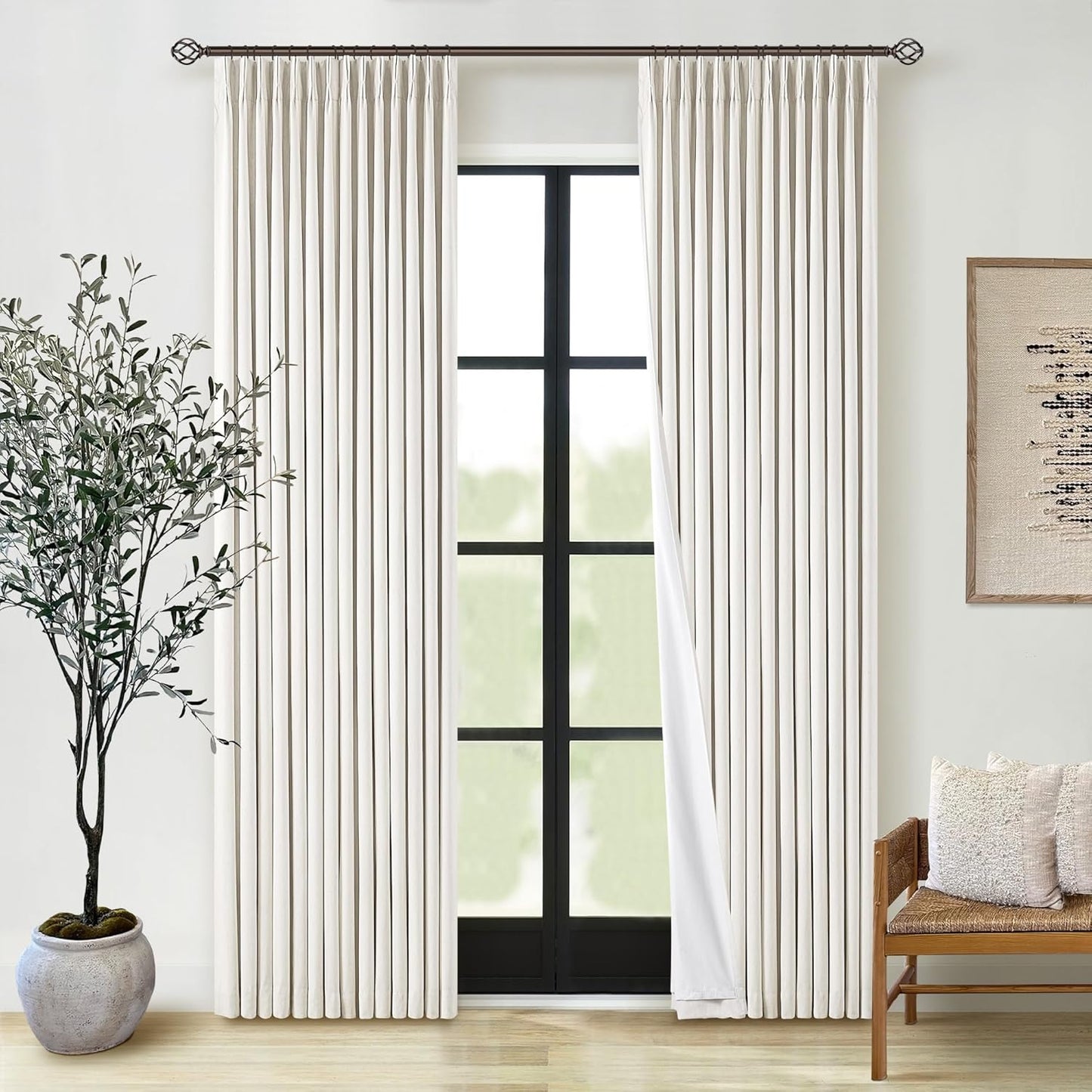 Natural Pinch Pleated Linen Blackout Curtains for Elegant Spaces