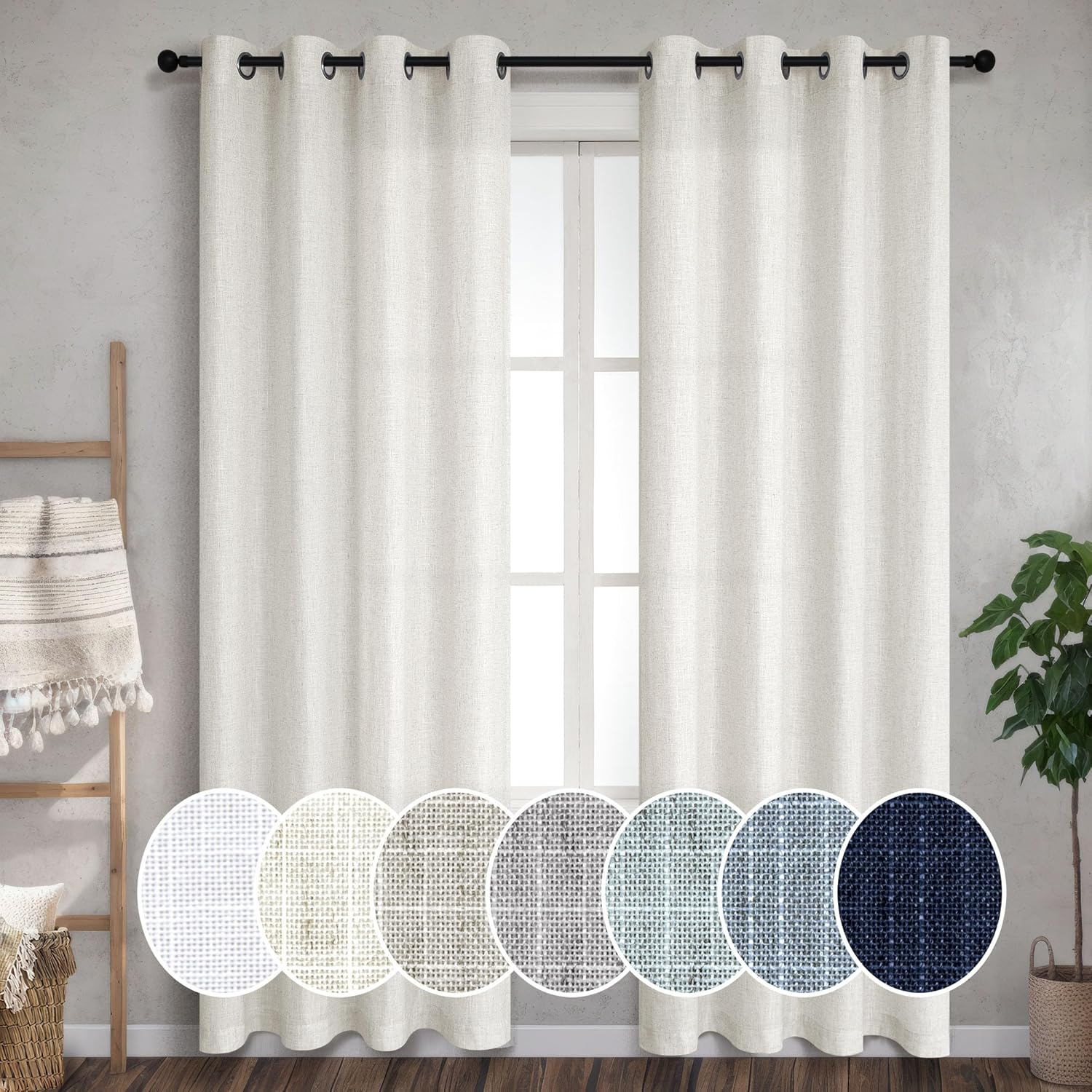 Off White 108 Inches Long Curtains for Living Room Decor