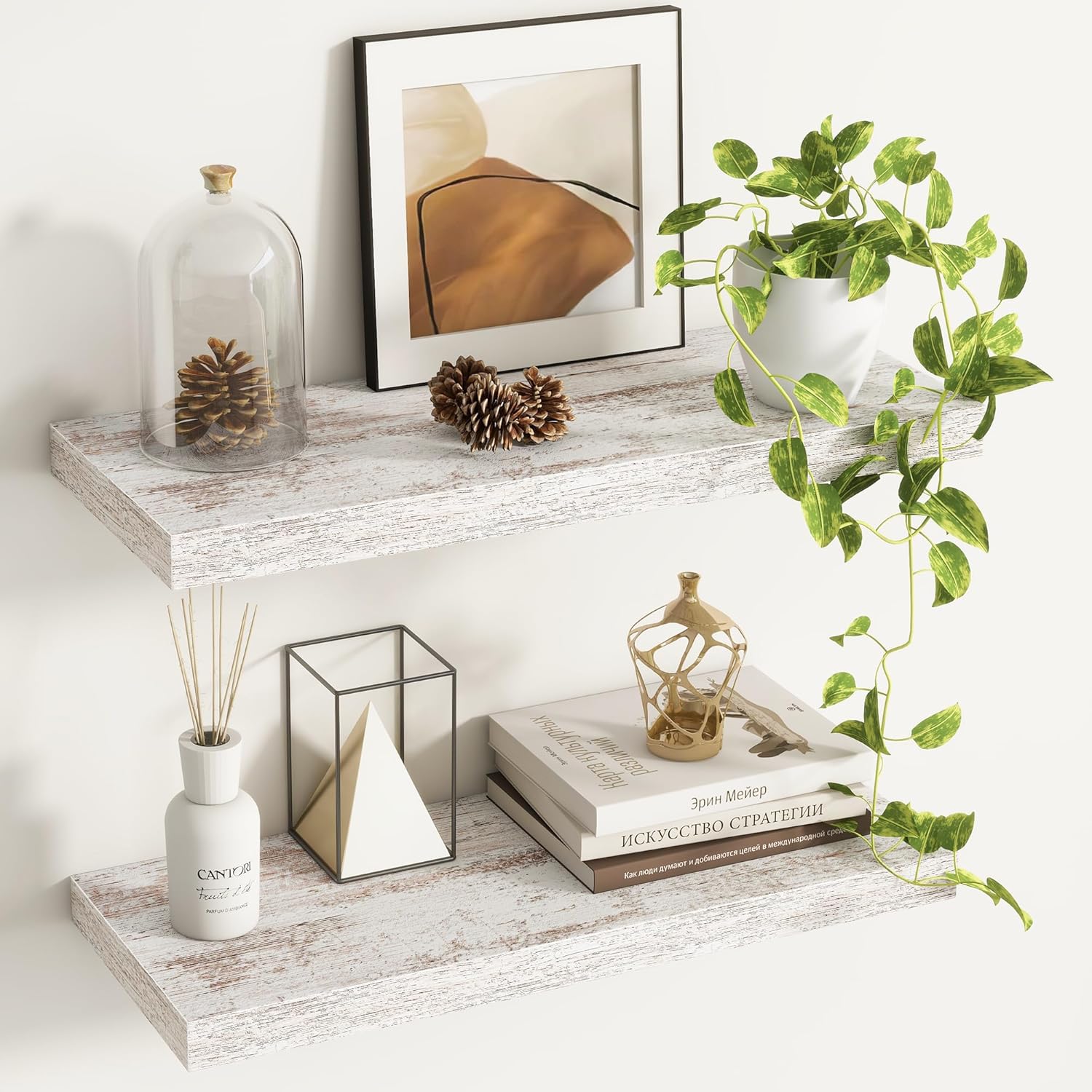 Rustic Black Floating Shelves for Stylish Home Decor Storage