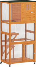PawHut 74in Wooden Catio Outdoor Cat Enclosure for Cats
