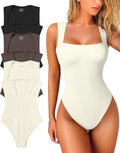 Women's Ribbed 3-Pack Bodysuits - Seamless Tummy Control Tank Tops