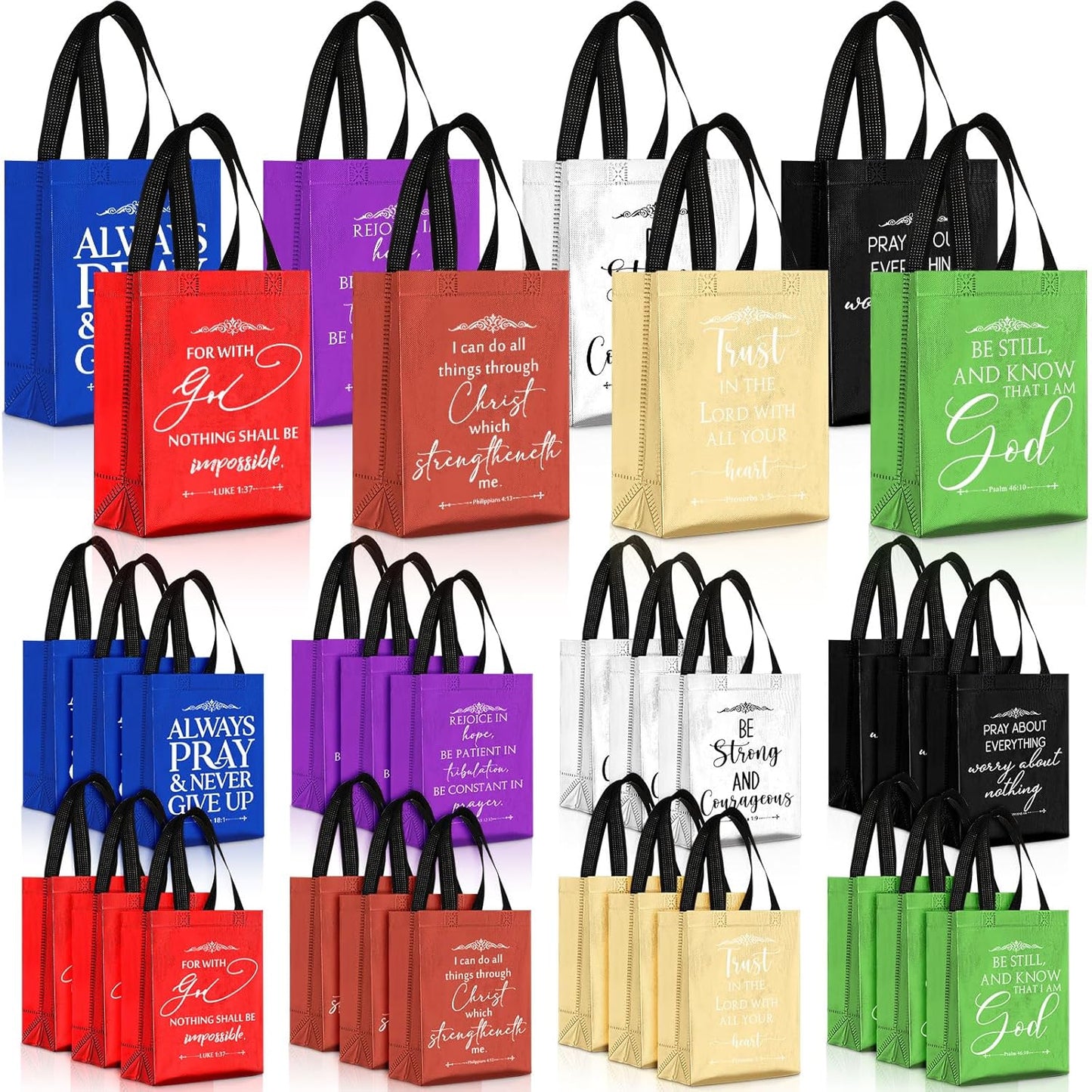 40 Pcs Reusable Bible Verse Gift Bags for Religious Events