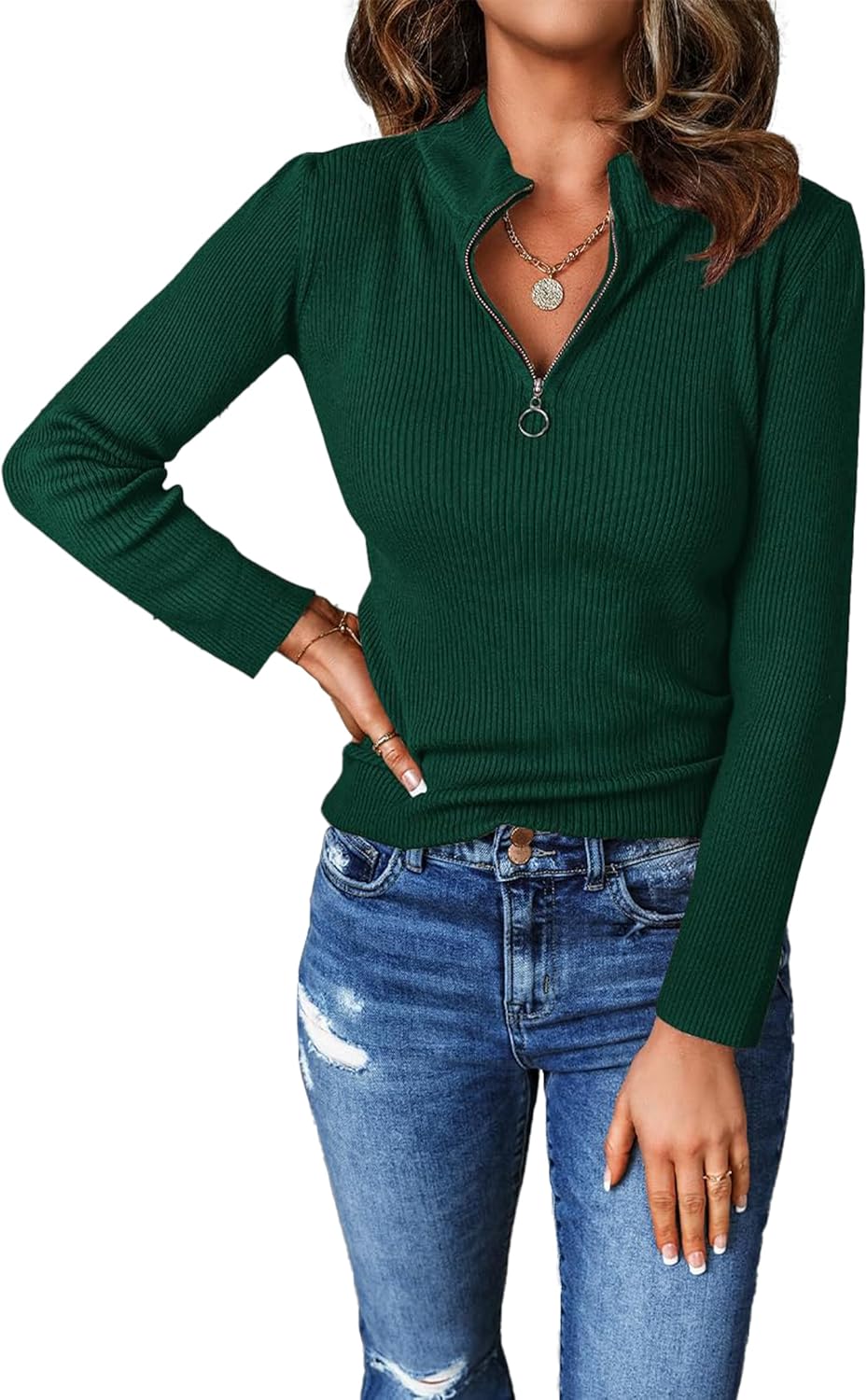PRETTYGARDEN Fall Quarter Zip Pullover Sweater for Women