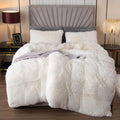EMME Plush Shaggy White Duvet Cover Set for Twin Size Bedding