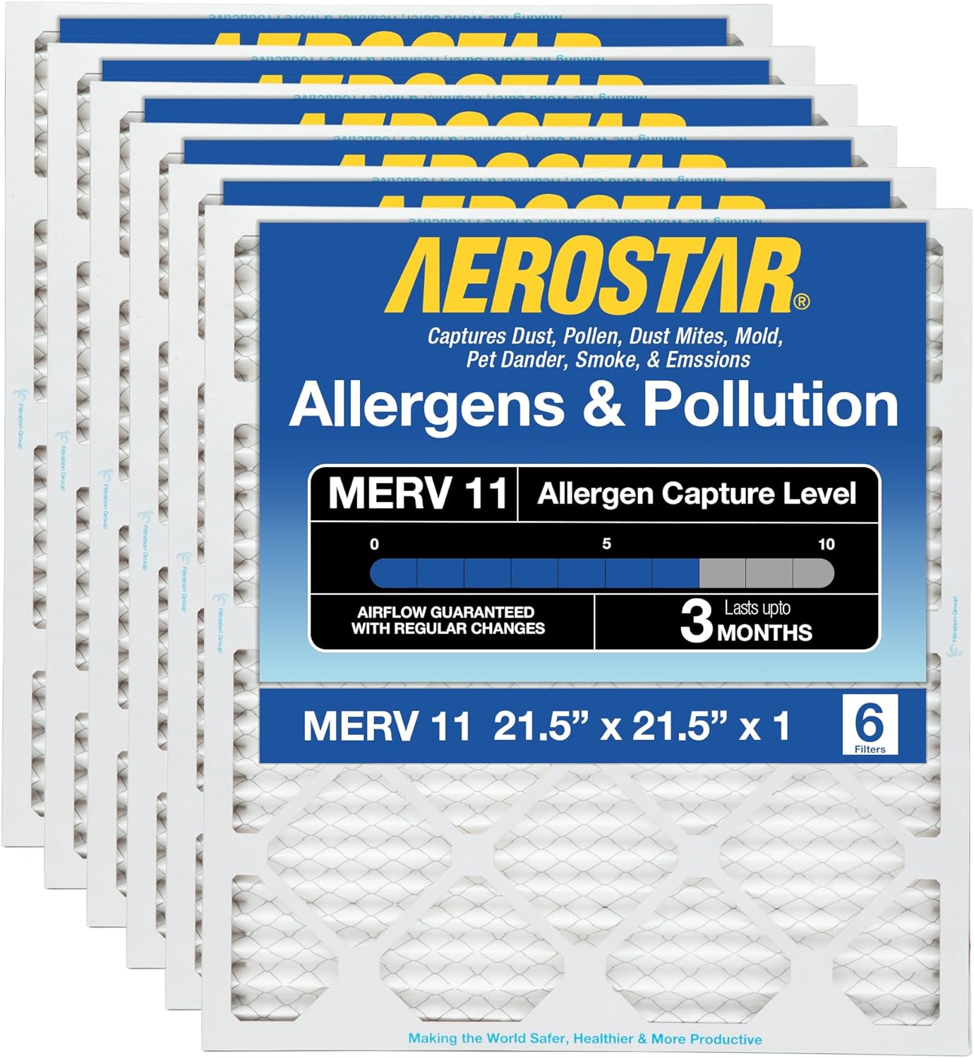 Aerostar 21.5x21.5x1 MERV 11 Filters for Cleaner Air Quality