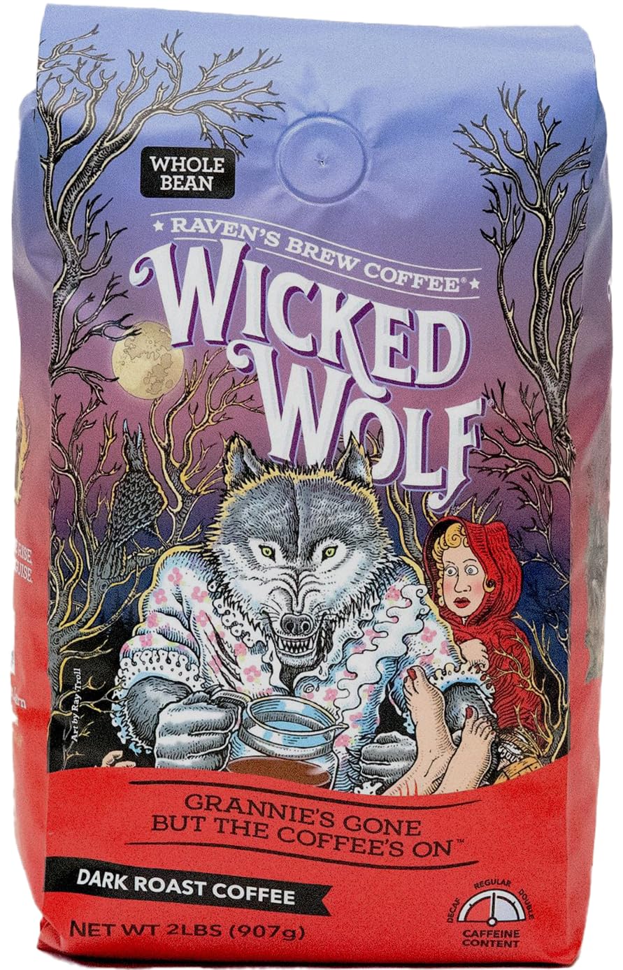 Wicked Wolf Dark Roast Whole Bean Coffee by Raven's Brew 2lb